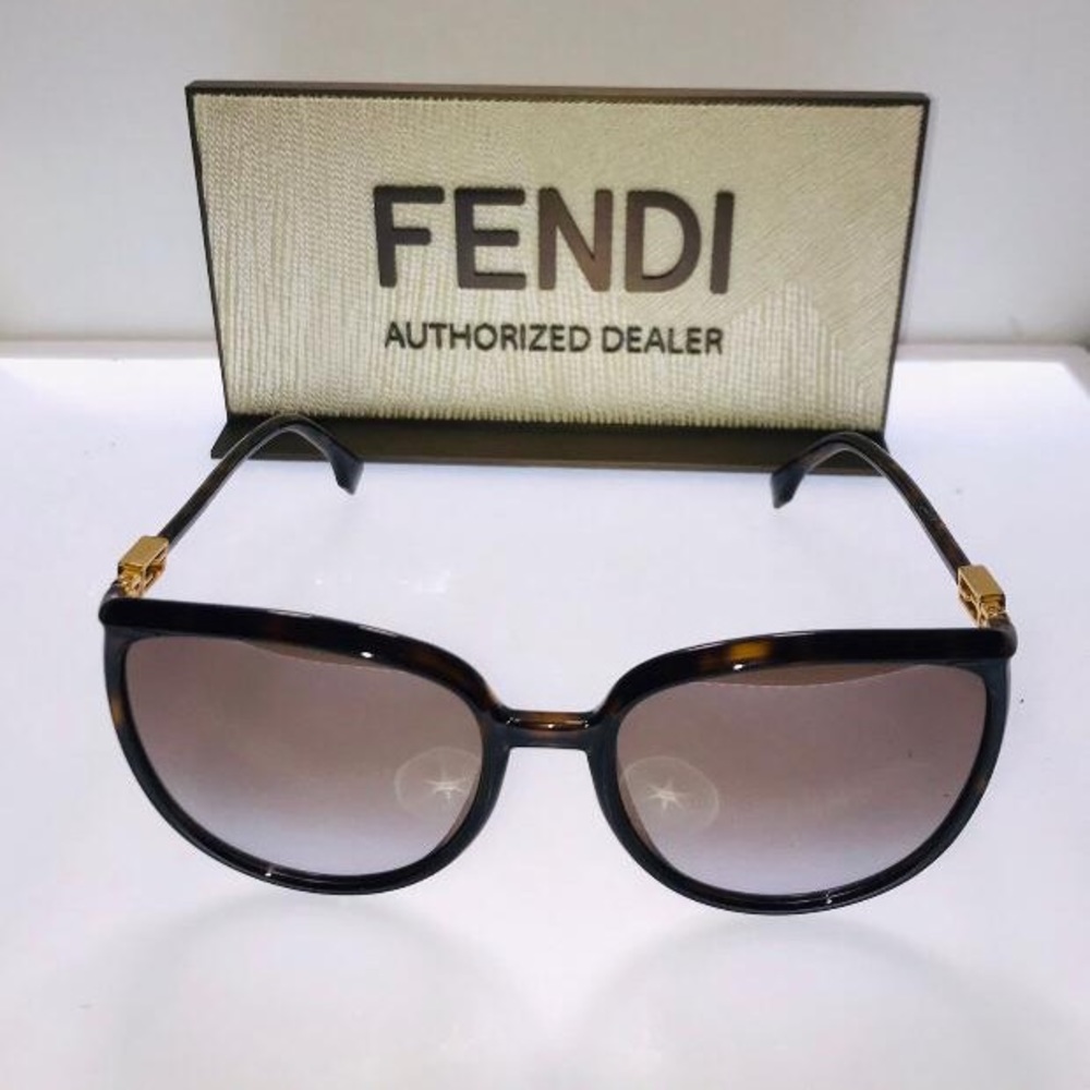 FENDI OVERSIZE SUNGLASSES FF0432GS 086QR DARK HAVANA/GOLD - Picture 9 of 13